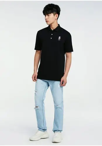 trendiano棉质刺绣短袖polo衫