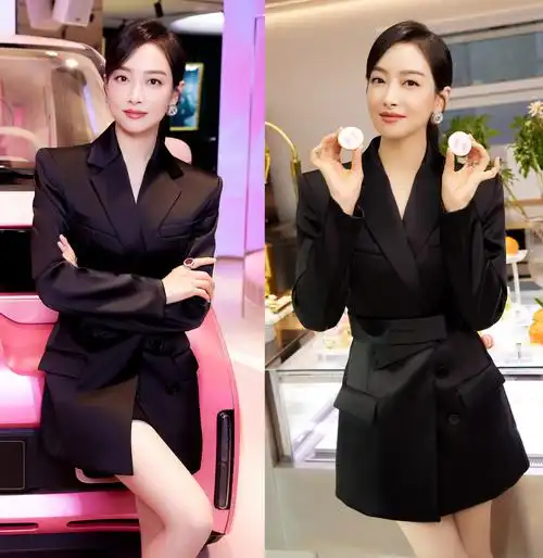 宋茜10天4套黑色西装造型,酷帅凌厉兼具女人味的风格很飒