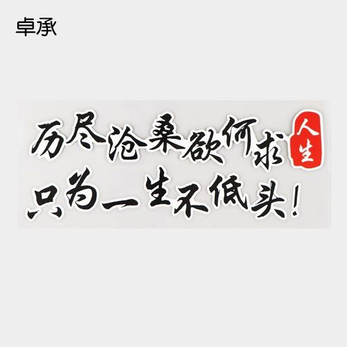 卓承 历尽沧桑欲何求只为一生不低头 个性创意励志车贴 dy2-131