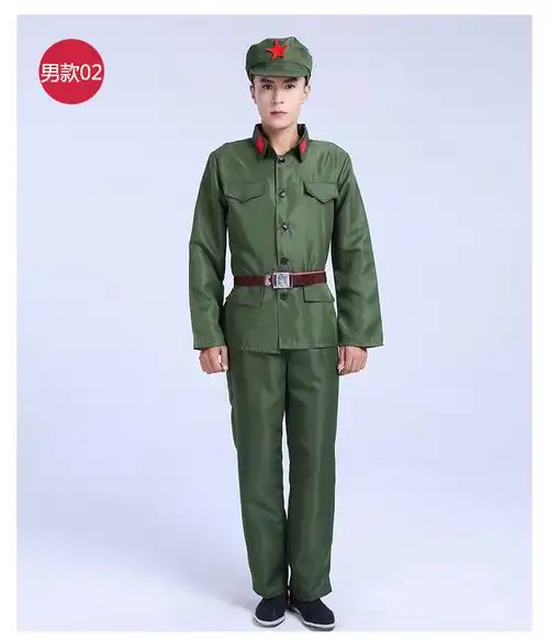 服成人红军抗战服装服饰小红军表演衣服 红军涤纶面料蓝灰男女同款