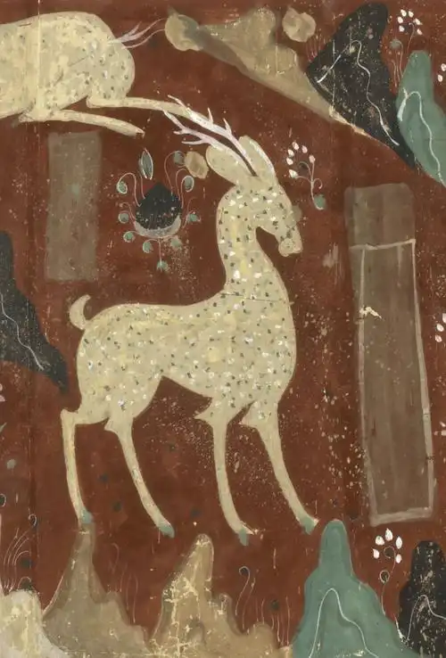 常书鸿临摹北魏鹿王本生图卷(局部) 敦煌研究院藏