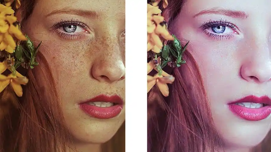 ps精修人物对比图