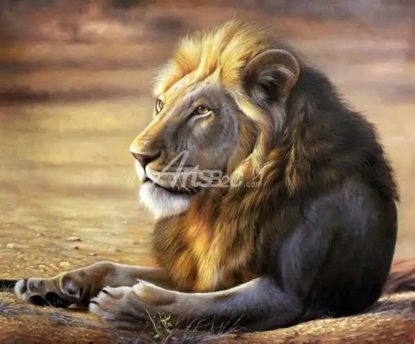 雄狮油画非洲狮子肖像油画oce14