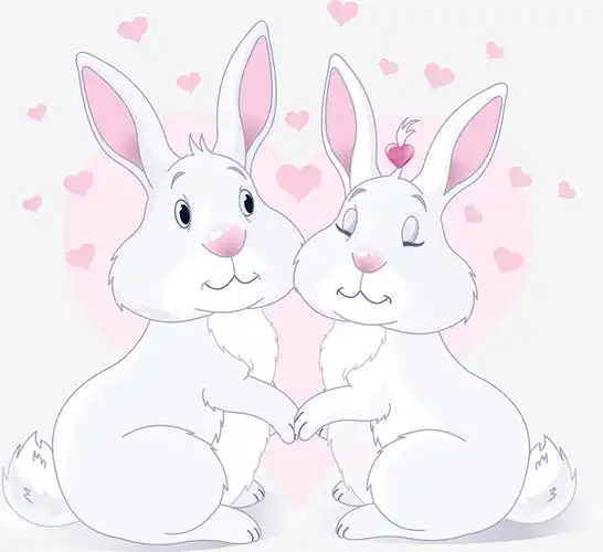 卡通情侣兔子爱情素材
