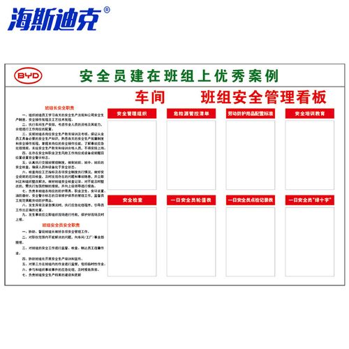 海斯迪克 hkl-1168 pvc公示牌 工厂车间班组安全职责安全管理看板 pvc