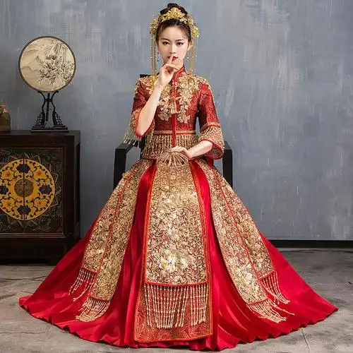 秀禾服新娘2021新款龙凤褂结婚中式婚纱礼服旗袍古装敬酒服秀和女