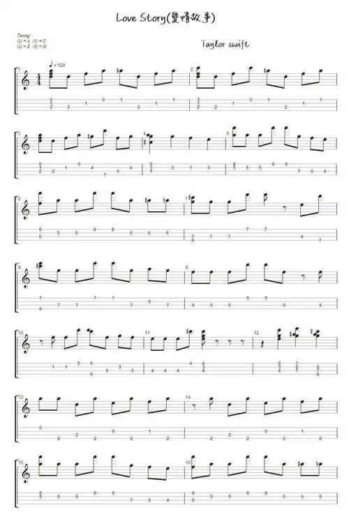 lovestoryukulele指弹谱小四线图谱吉他谱