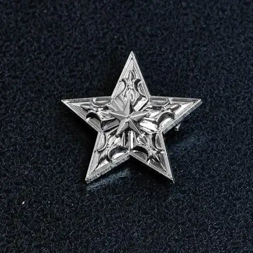 胸针新品欧美复古古典五角星徽章金银三色金属胸针