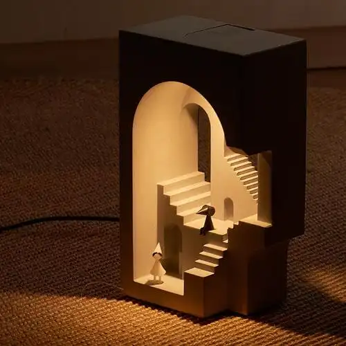 纪念碑谷水泥台灯治愈系摆件高级感氛围设计师创意礼物建筑小夜灯