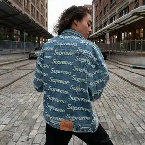 supreme 21 frayed denim trucker 满印弹幕logo破洞牛仔夹克外套