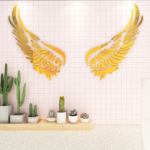 天使翅膀简约3d立体墙贴奶茶店墙面装饰亚克力贴纸创意卧室装饰画