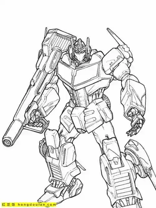 最爱的动画片变形金刚和霸王龙卡通涂色图片-红豆饭小学生简笔画大全