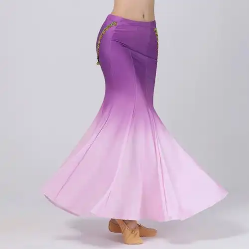 傣族半身裙女新款练习裙练功舞裙考级傣族舞裙成人艺考包臀鱼尾裙