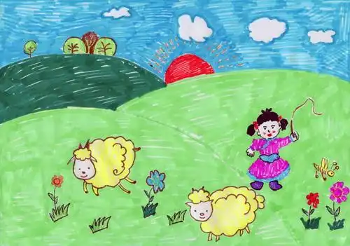 春到草原/少儿绘画作品/儿童画/网络美术馆_中国少儿美术教育网