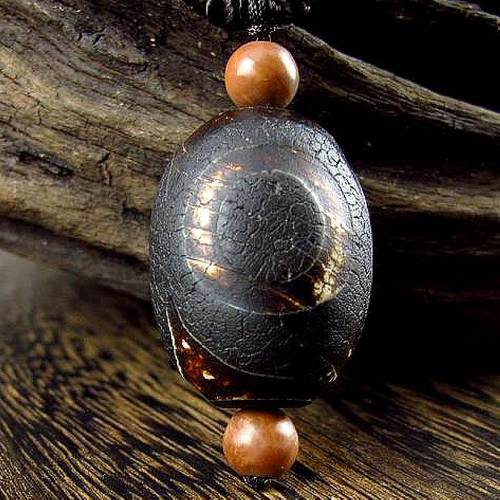 相石缘罕见黑皮三眼天珠玛瑙吊坠男女项链桶珠项坠