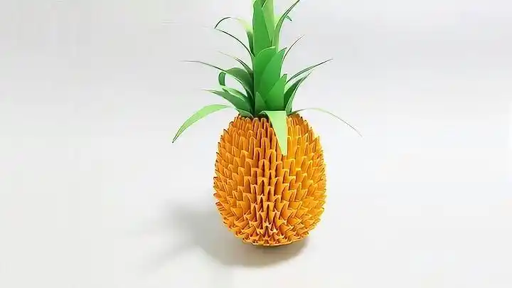 只需学会一步,就能折出一个立体漂亮的菠萝,折纸界高人气作品!