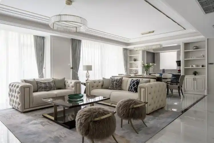 夫妻俩买下250㎡大平层装修成白色轻奢风很高级室内敞亮大气