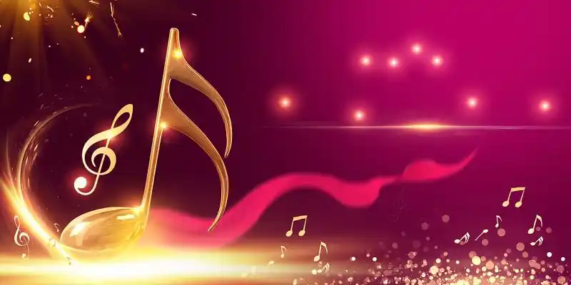 跨年音乐会红色光晕音乐音乐会乐器音符音乐背景金色音乐音符图案素材