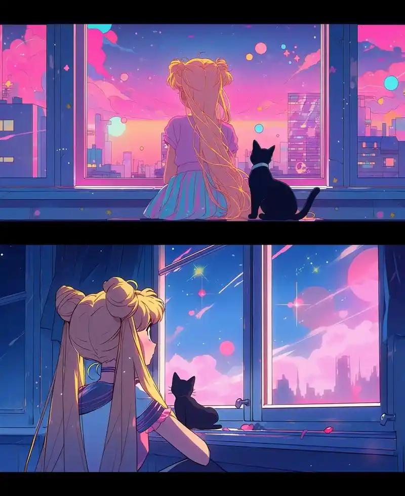 美少女战士电脑壁纸.#二次元 #ai #美少女战士壁纸 #美 - 抖音