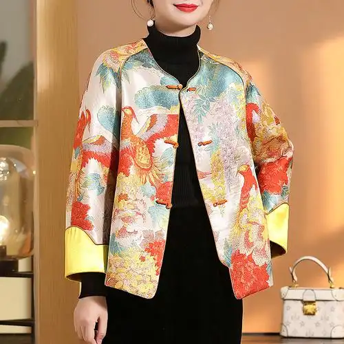 唐装女中国风汉服新款女装2022爆款中式盘扣上衣高端国潮风短外套