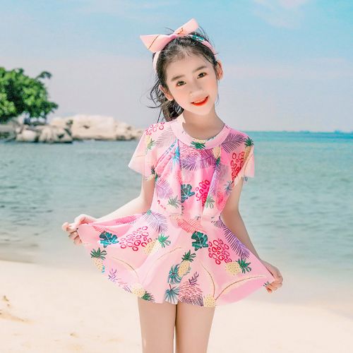 2020新款 中大童学生少女童泳衣温泉 儿童泳衣女孩韩国连体公主裙式