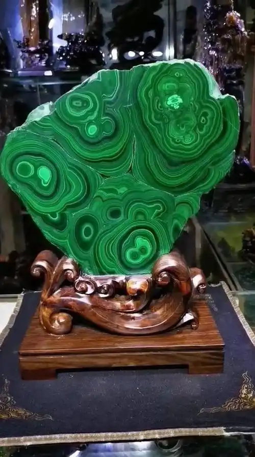 精品孔雀石摆件97  古老玉种  石纹漂亮双色 大自然魁宝   纹似孔雀