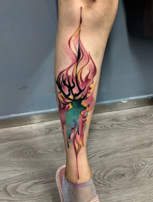 男生腿部各风格纹身图集小腿纹身好看图片15