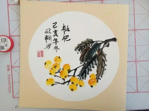 活动中心公益美术课中国画《枇杷》