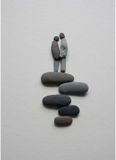 小石块石子制作的石头画 创意装饰画