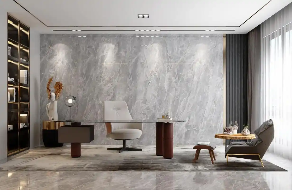 高级灰轻奢风岩板选材|摩纳格灰岩板