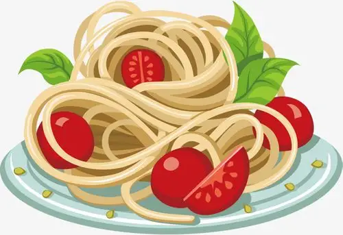 绿叶番茄意大利面矢量图