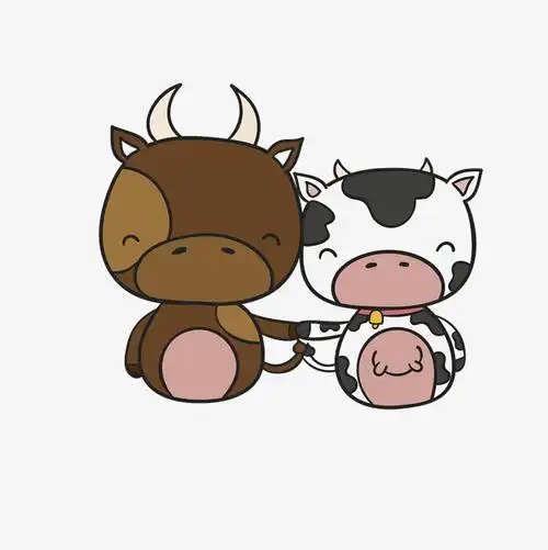 卡通的奶牛卡通爱情动物免抠素材