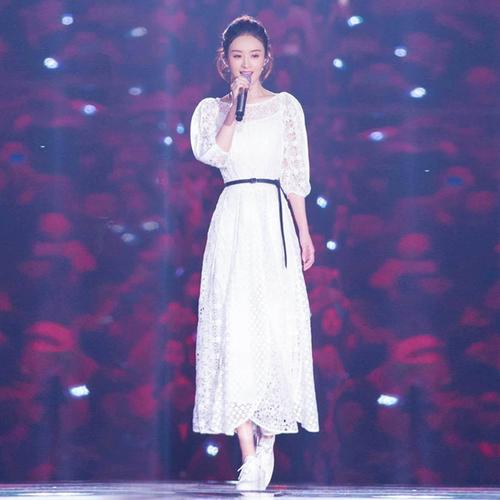 cora kelly 夏秋赵丽颖明星同款聚会年会洋装礼服白色名媛连衣裙