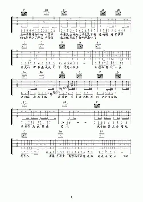 城府吉他谱  许嵩2