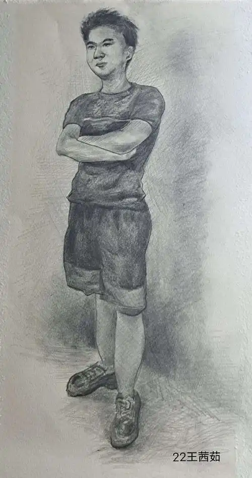 豫章师范学院美术系418绘画2班2022年下半学年素描人物全身期末作品