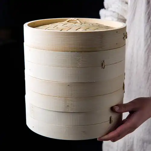 摩登主妇日式手编蒸笼小笼包竹制家用小蒸格加深笼屉餐具笼