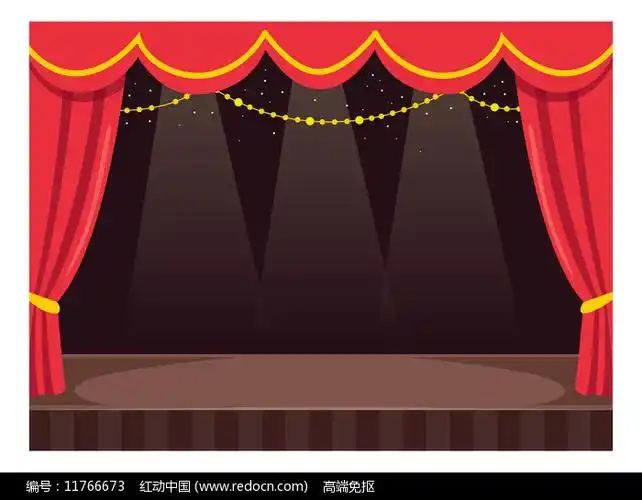 卡通舞台红布背景元素