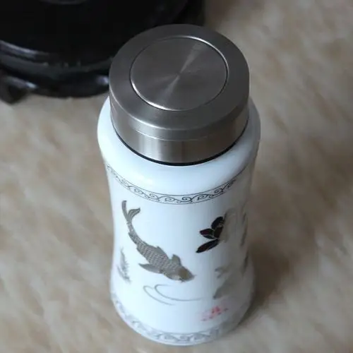 景德镇陶瓷 瓷器白金保温杯年年有鱼 全陶
