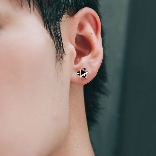 三生石s925银耳钉男潮流个性单只男士耳钉简约耳环新款潮男生耳饰