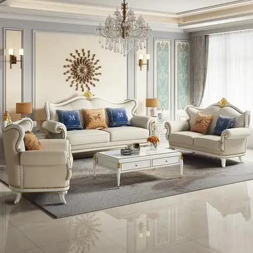 法莉娜欧式真皮沙发组合轻奢实木雕花高端奢华客厅家用家具u65