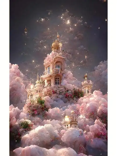 梦幻城堡  #梦幻城堡  #鲜花分享  #原创  #原创插画 #ai  #背景图