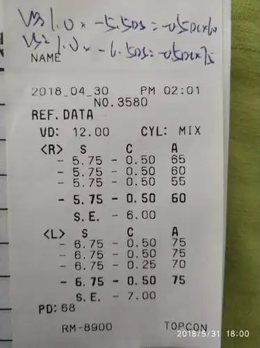 请教一下,医院的验光单据怎么看,多谢.
