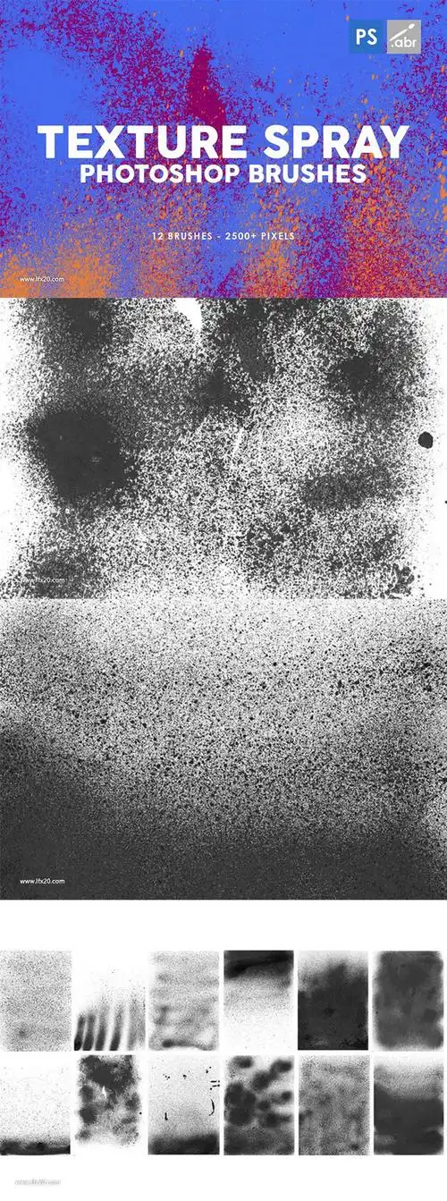12款油漆喷涂纹理ps笔刷12texturesprayphotoshopbrushes软件工具乐