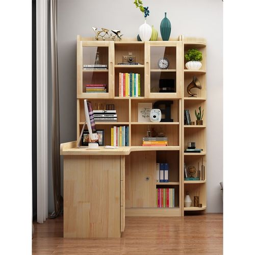 学习桌游戏桌用商场同款实木转角书桌书架一体组合卧室学习写字桌简约