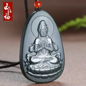 玉籽福和田玉观音吊坠男款羊脂玉坐观音挂件青玉细料款