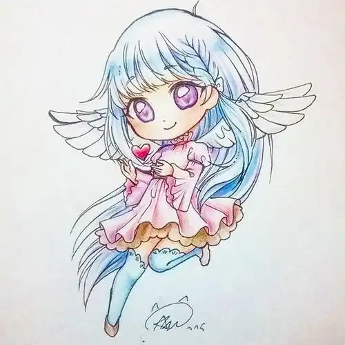 彩铅画动漫人物q版萌图超可爱的彩铅人物画18张