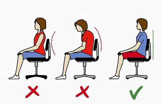 手绘卡通风格正确和错误坐姿对比图图片免抠素材