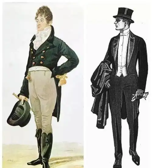 在十八世纪初,英国骑兵骑马时,因长衣不便,而将其前下摆向后卷起,并把