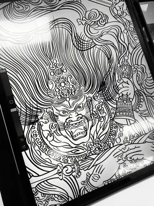 白描线稿天猷元帅