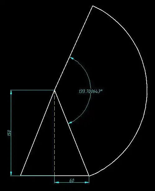 求画一张圆锥侧面展开图
